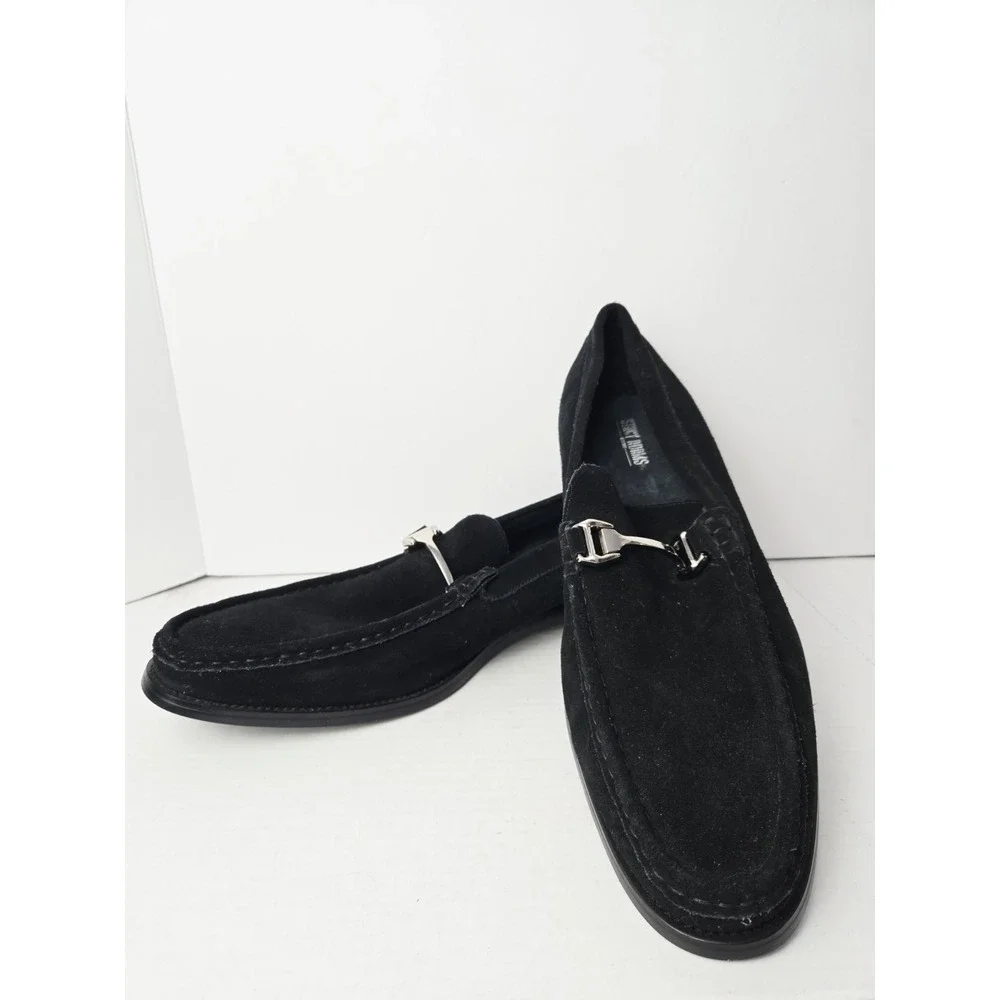 Men's Shoes Stacy Adams Neville Suede Slip On Loafer Size 14M Black